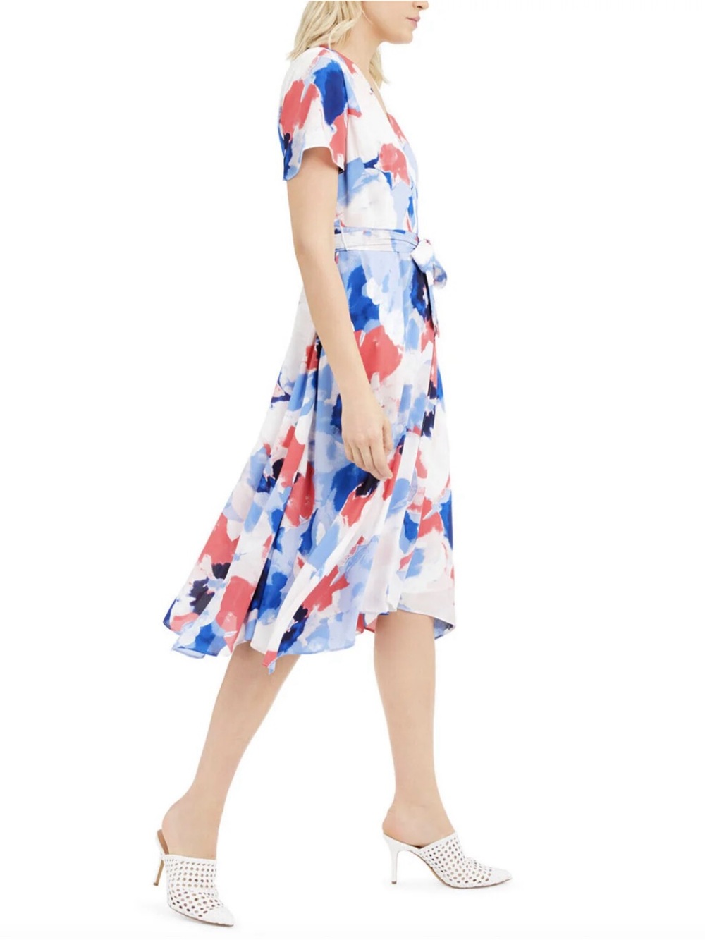 CJ Banks Purple & Pink Abstract V-Neck Dress